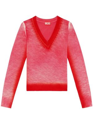 Diesel V-neck wool jumper - Red