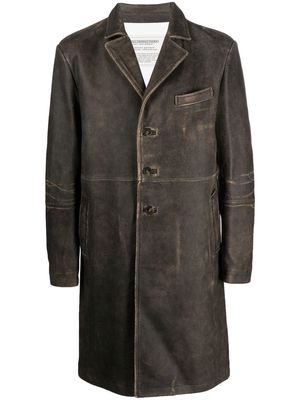 Diesel vintage-finish leather L-Coat - Black
