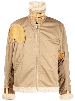Diesel W-Dieter shearling-collar coat - Neutrals