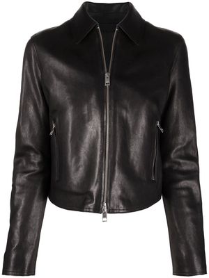 Diesel zip-fastening leather jacket - Black