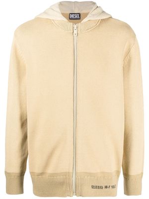 Diesel zip-up knitted hoodie - Neutrals