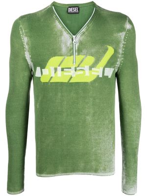 Diesel zip-up knitted jumper - Green