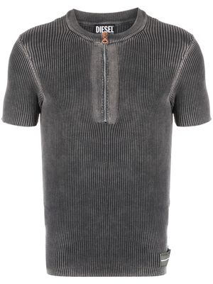 Diesel zip-up knitted T-shirt - 9BL GREY