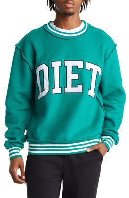 DIET STARTS MONDAY Collegiate Reverse Fleece Sweatshirt in Teal