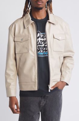 DIET STARTS MONDAY Faux Leather Jacket in Beige 