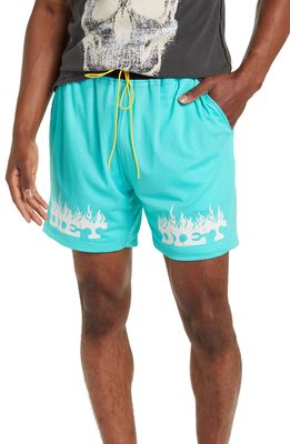 DIET STARTS MONDAY Flame Mesh Athletic Shorts in Green