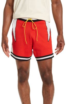 DIET STARTS MONDAY Intarsia Logo Knit Drawstring Shorts in Red/White