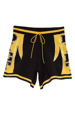 DIET STARTS MONDAY Men's Intarsia Logo Knit Drawstring Shorts in Black/Yellow