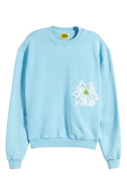 DIET STARTS MONDAY Oversize Embroidered Logo Star Sweatshirt in Powder Blue