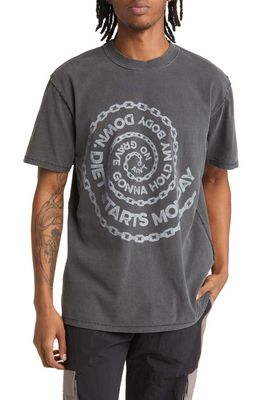 DIET STARTS MONDAY Oversize Spiral Chain Graphic T-Shirt in Vintage Black