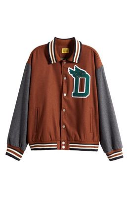 DIET STARTS MONDAY Wings Wool Blend Varsity Jacket in Brown