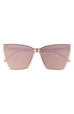 DIFF Goldie 56mm Mirrored Cat Eye Sunglasses in Peach Mirror