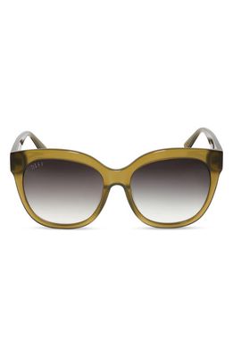 DIFF Maya 56mm Gradient Round Sunglasses in Olive/Grey Gradient
