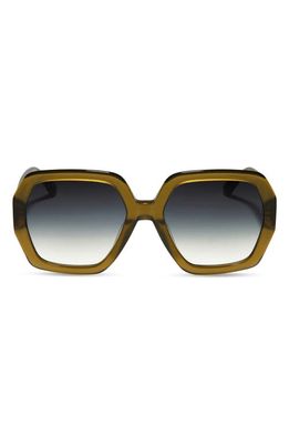 DIFF Nola 51mm Gradient Square Sunglasses in Olive/Grey Gradient