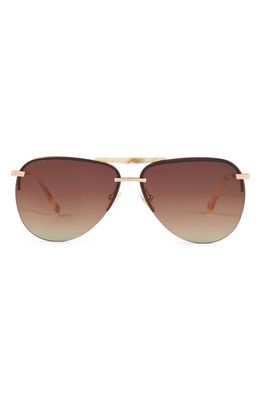 DIFF Tahoe 62mm Polarized Gradient Oversize Aviator Sunglasses in Brushed Gold