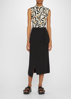 Difya Floral and Zebra Printed Draped Crisscross Top