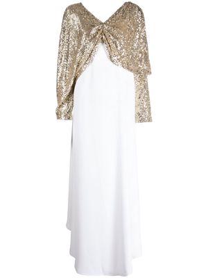 Dima Ayad sequin-panelled gathered dress - White