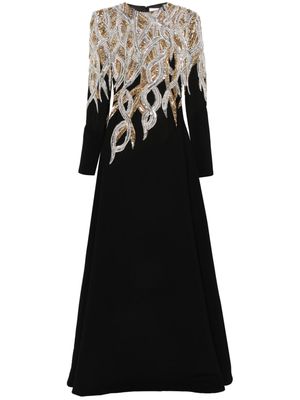 Dina Melwani beaded crepe gown - Black