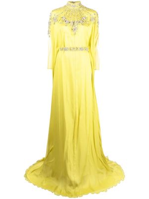 Dina Melwani crystal-embellished cape-style gown - Green