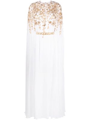 Dina Melwani crystal-embellished chifon dress - White