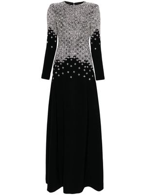 Dina Melwani crystal-embellished crepe gown - Black