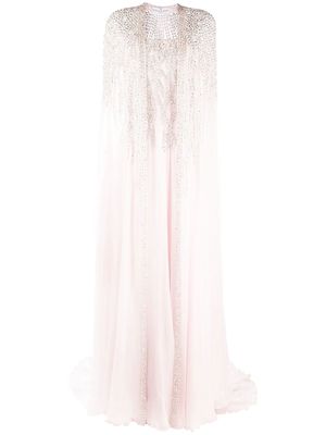 Dina Melwani crystal-embellished dress-cape set - Pink