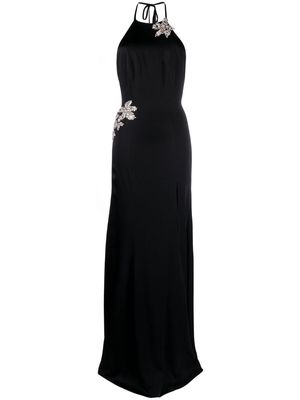 Dina Melwani crystal-embellished floor dress - Black