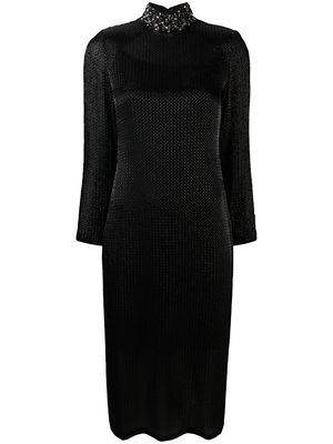 Dina Melwani crystal-embellished high-neck midi dress - Black
