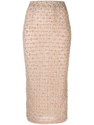 Dina Melwani crystal-embellished pencil skirt - Pink