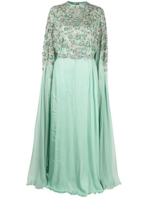 Dina Melwani crystal-embellished silk gown - Green