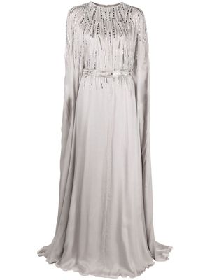Dina Melwani crystal-embellished silk gown - Grey