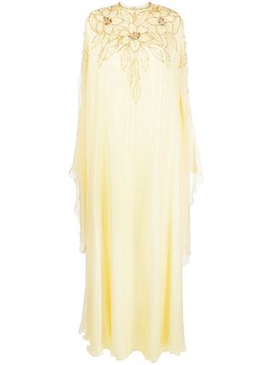 Dina Melwani crystal-embellished silk long dress - Yellow