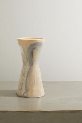 Dinosaur Designs - Bow Tall Marbled Resin Vase - Off-white