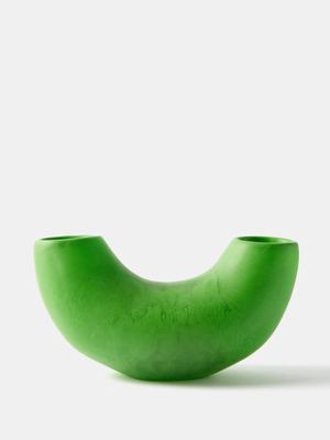 Dinosaur Designs - Horn Medium Marbled-resin Vase - Bright Green