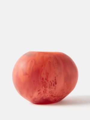 Dinosaur Designs - Pearl Small Marbled-resin Vase - Bright Red