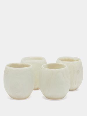 Dinosaur Designs - Set Of Four Rock Marbled-resin Cups - Off White