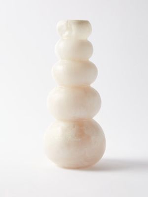 Dinosaur Designs - Tower Large Marbled-resin Vase - Off White