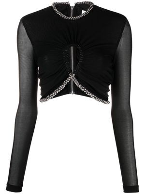 Dion Lee barball-embellished cut-out crop top - Black