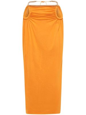 Dion Lee barball-rope jersey midi skirt - Orange