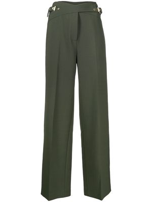 Dion Lee belt-detail wide-leg trousers - Green