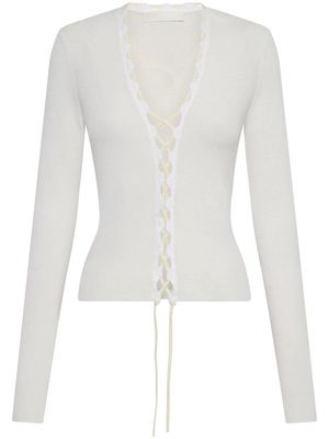 Dion Lee Bichrome ribbed lace-up cardigan - White