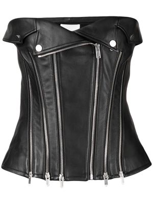 Dion Lee biker zipped leather corset top - Black