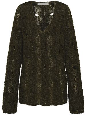Dion Lee cable-knit boucle jumper - Green