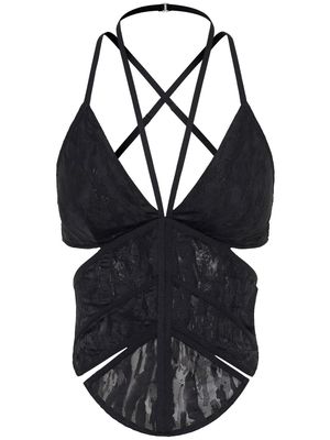 Dion Lee camouflage-lace corset top - Black