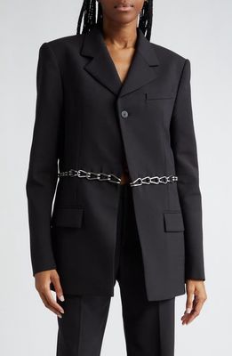 Dion Lee Chain Link Cutout Single Breasted Blazer in Black