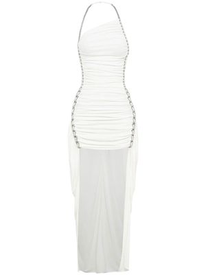 Dion Lee chain-link ruched asymmetric dress - White