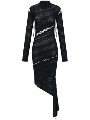Dion Lee Coiling asymmetric crochet dress - Black