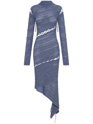 Dion Lee Coiling asymmetric crochet dress - Blue