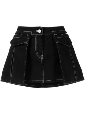 Dion Lee contrast-stitching denim skirt - Black