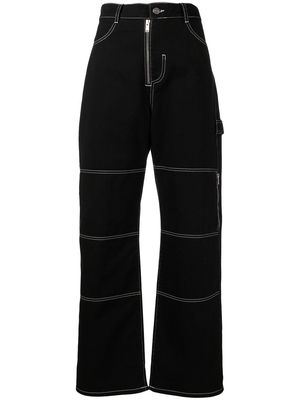 Dion Lee contrast-stitching panelled jeans - Black